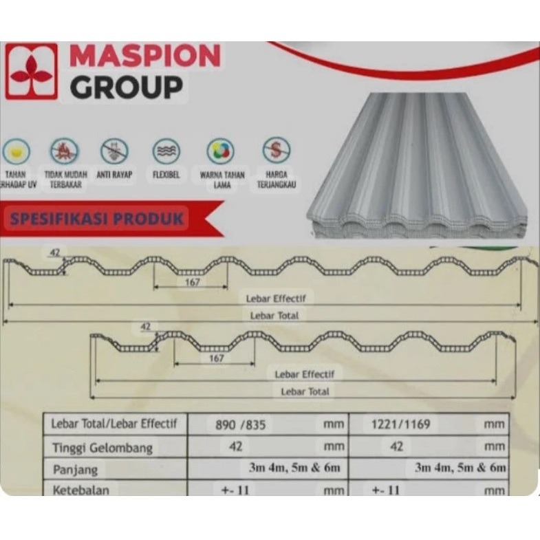Atap UpVc Double Layer Maspion Superroof