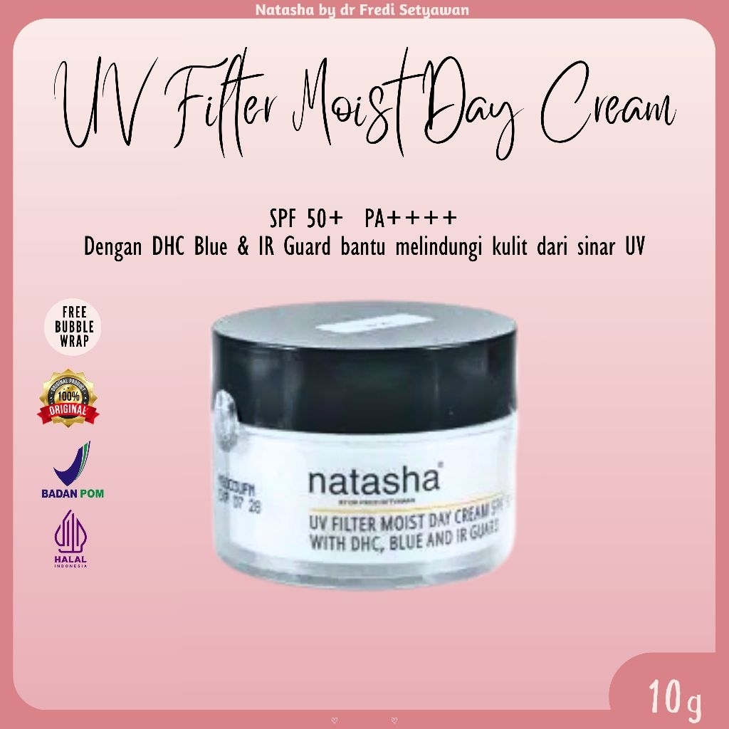 Natasha UV Filter Moist Day Cream, SBCR, Sunblock Spf 50 PA ++++, Tirai Natasha, Sunscreen Wajah