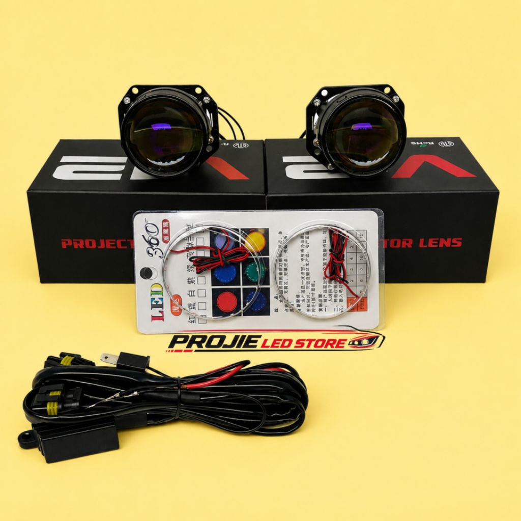 PAKET PROJECTOR BILED 2,5 INCH V12 C1 VINYX SEPASANG
