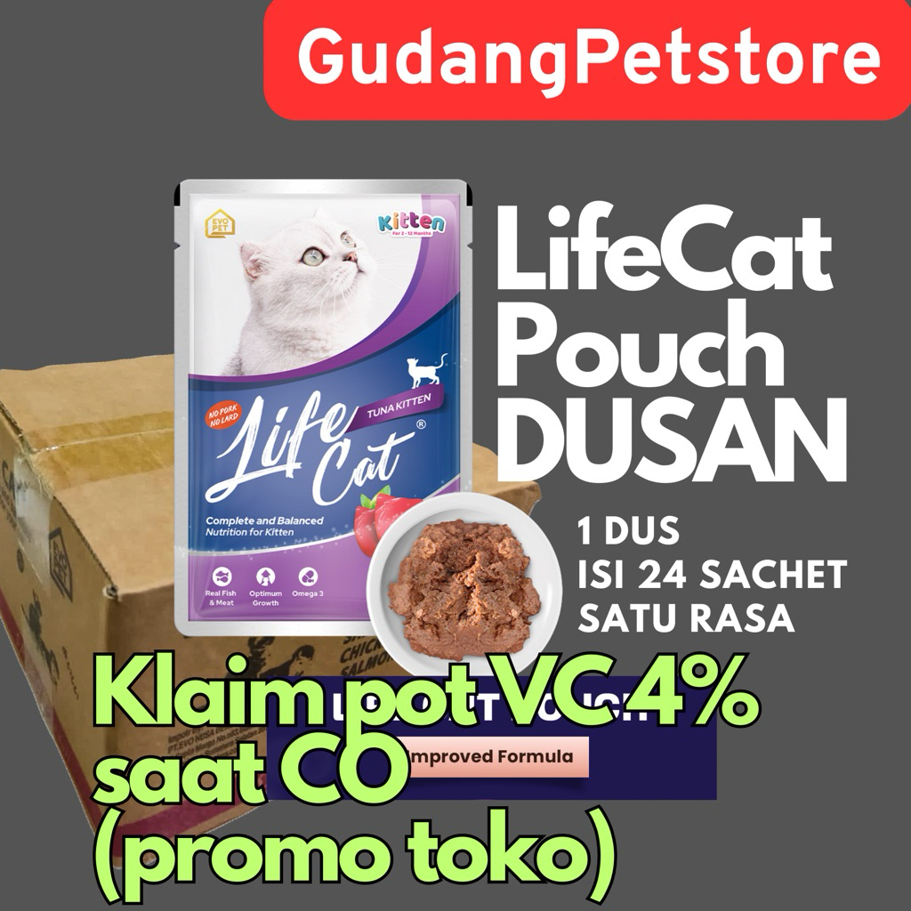 LIFECAT POUCH / SACHET DUSAN isi 24 Makanan Kucing