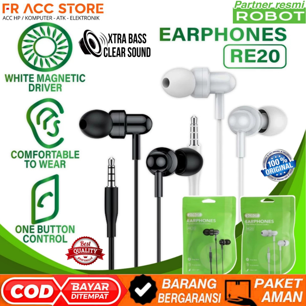 Headset Robot RE20 Wired Headset Wired Earphone Bass Stereo Headset Original Robot