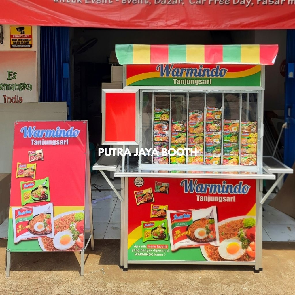Booth Portable + Meja LIpat + Gerobak Lipat WARMINDO Viral