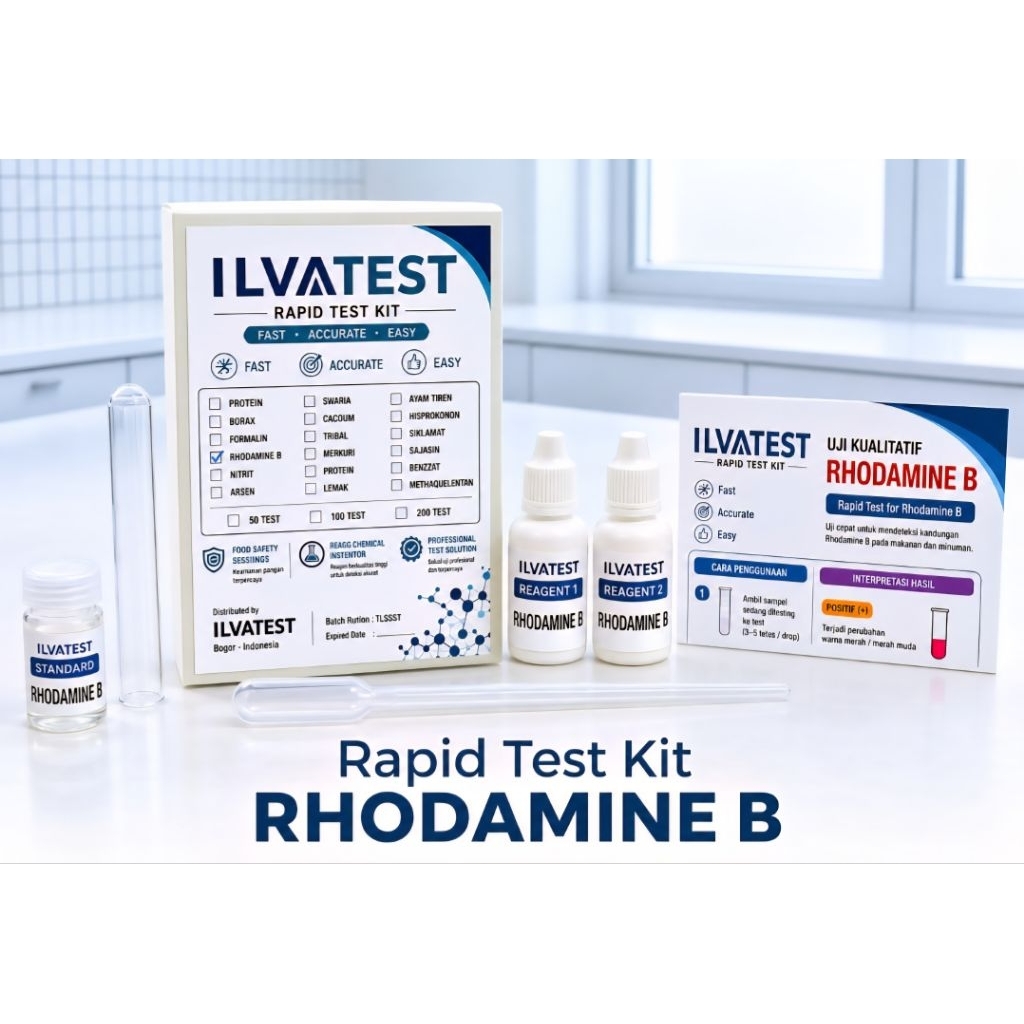 Rapid Test Kit Rhodamin B / Rapid test Rhodamin B / Rapid Tes uji Rhodamin B