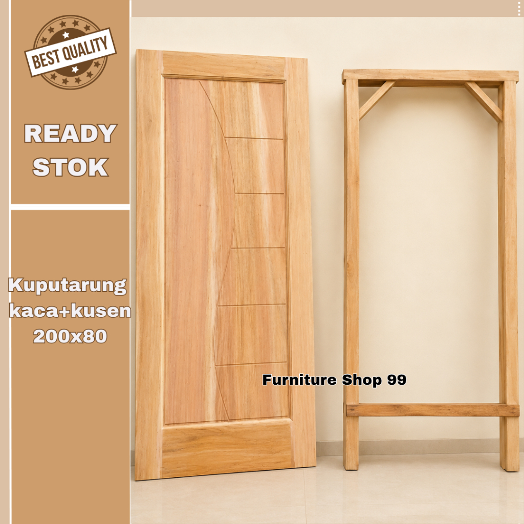 Ready Daun Pintu Dan Kusen 1set kayu mahoni 200x80