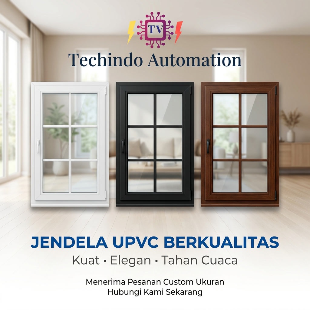 Jendela UPVC Minimalis Kaca 6 Kotak | Anti Rayap & Tahan Cuaca | Custom Ukuran