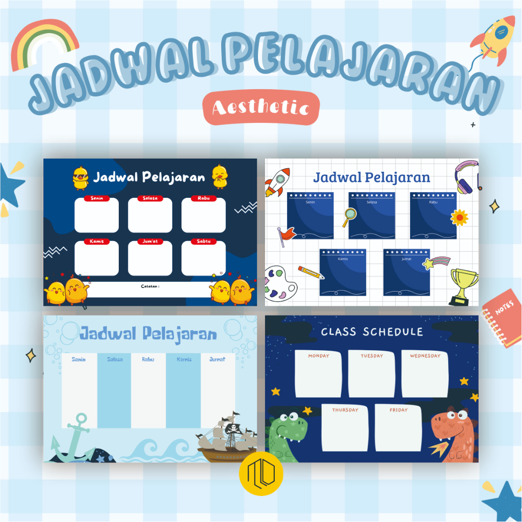 Poster Jadwal Pelajaran - Poster Sekolah Jadwal Pelajaran Anak 1- Weekly Planner | Jadwal Sekolah Mi