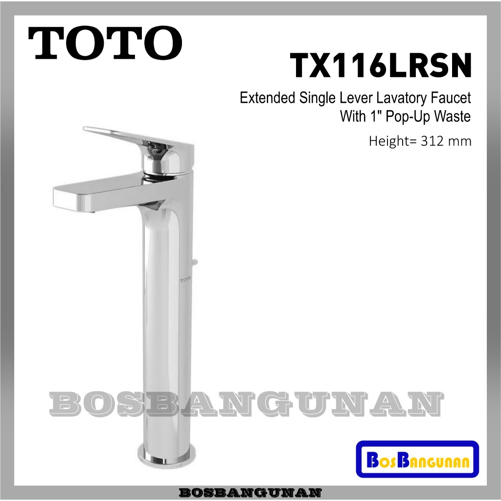 Kran Wastafel TOTO TX 116 LRSN Panas Dingin / TOTO TX116LRSN "Rei S" Extended Single Lever Lavatory 