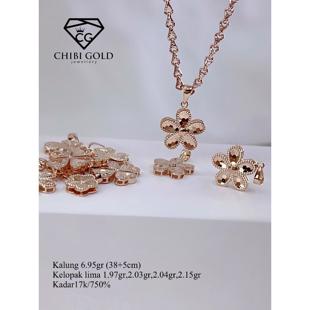 CHIBI GOLD - Liontin bunga 750 kadar 17K - chibi gold jawellery