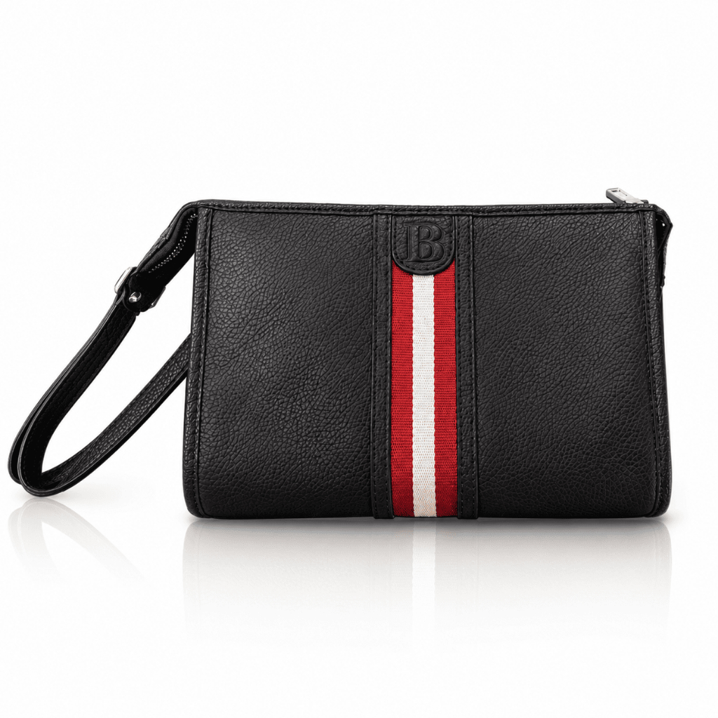 HAND BAG BALLY CLUTCH HITAM LIST MERAH Premium Original Tas Pria Tas Genggam Organizer Pouch Branded