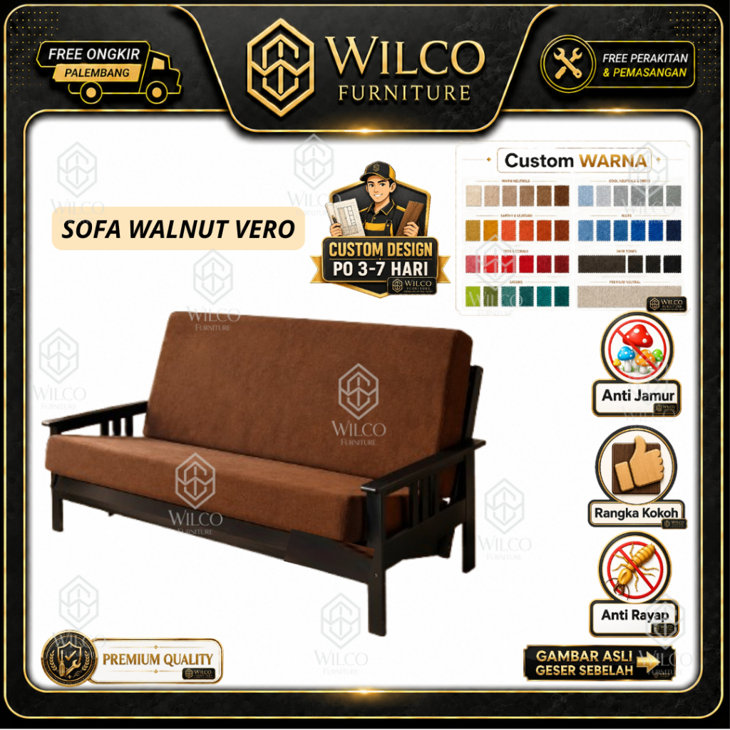 Sofa Walnut Vero | Sofa Tamu Minimalis Bahan Canvas