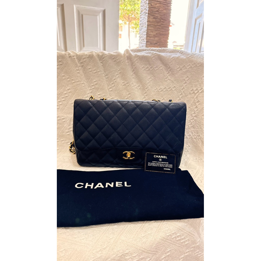 Fast Sale - Authentic Chanel Classic Jumbo Caviar Leather GHW Series 13