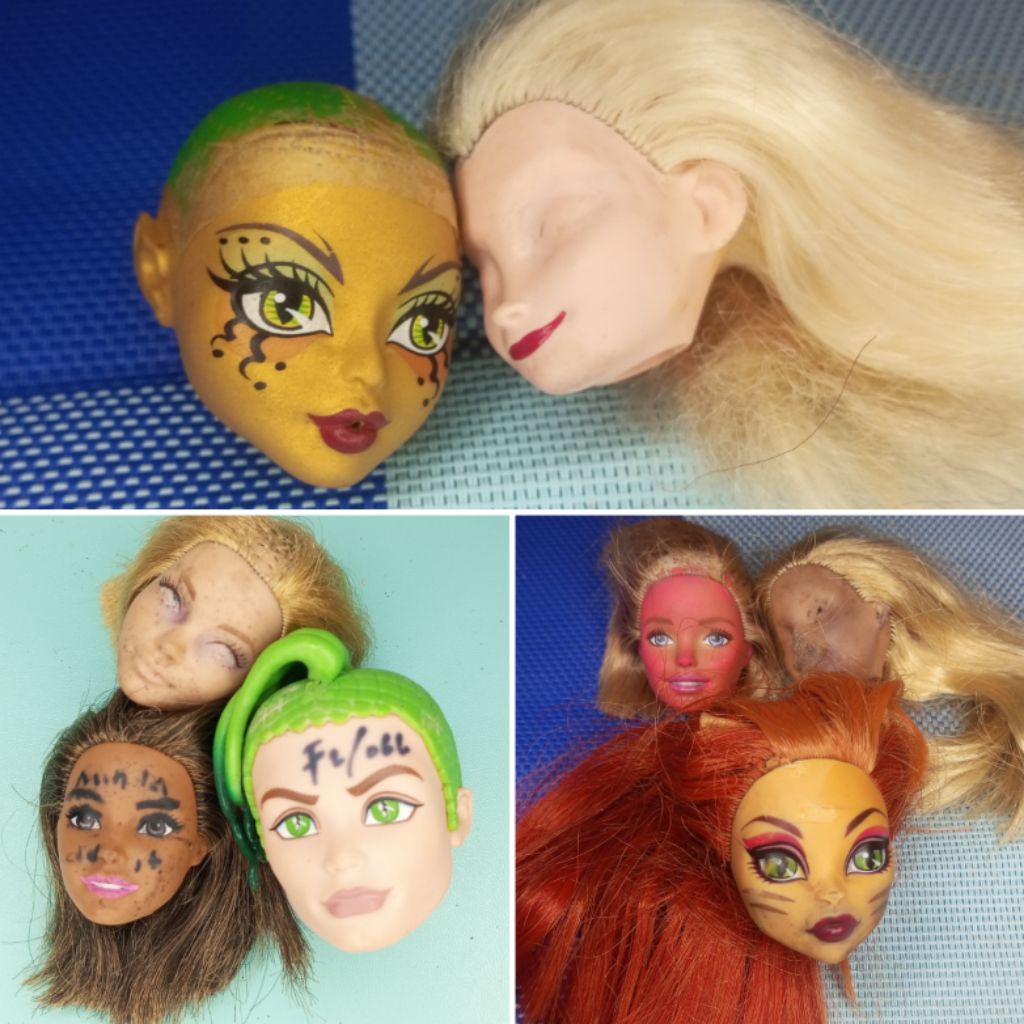 [JUNK] Monster High Kepala Boneka Deuce Gorgon, Jinafire Long, Toralei (ori mattel) MINUS