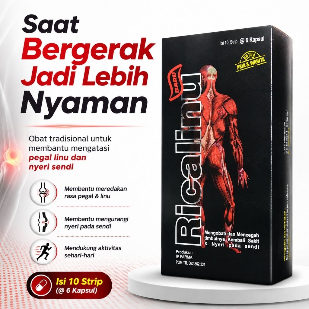 Ricalinu Rica Linu 60 Kapsul - Herbal untuk Meredakan Pegal Linu, Nyeri Sendi, dan Gejala Asam Urat