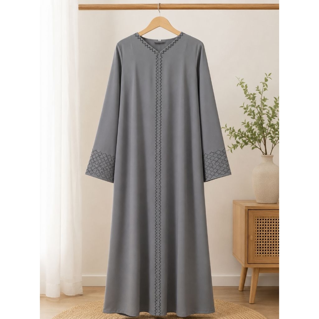 Abaya Muslimah Farrasi Zainab - Premium Wolfis, Lembut, Busui Friendly