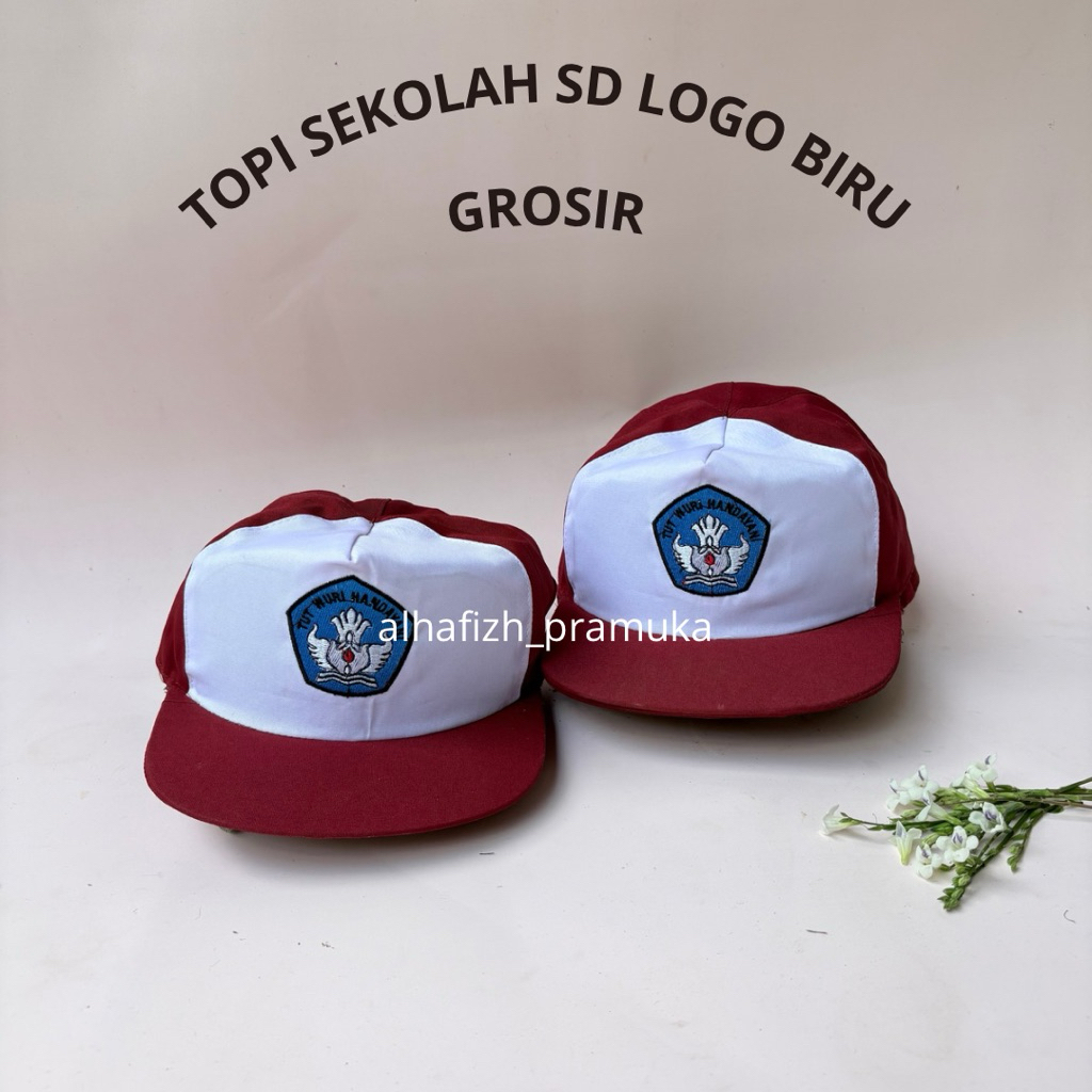 TOPI SEKOLAH SD LOGO BIRU GROSIR