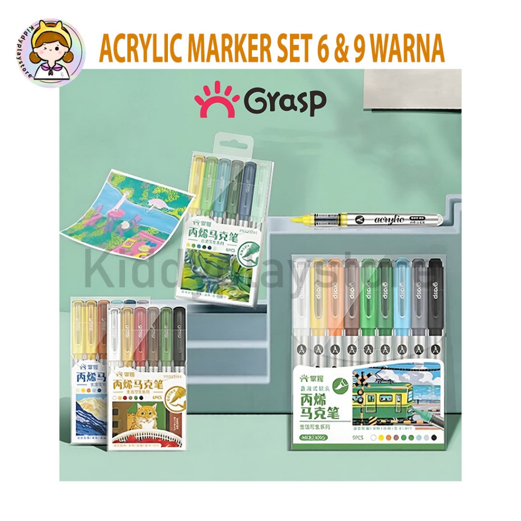 Big Capacity Acrylic Marker Grasp Set 6 dan 9 Warna