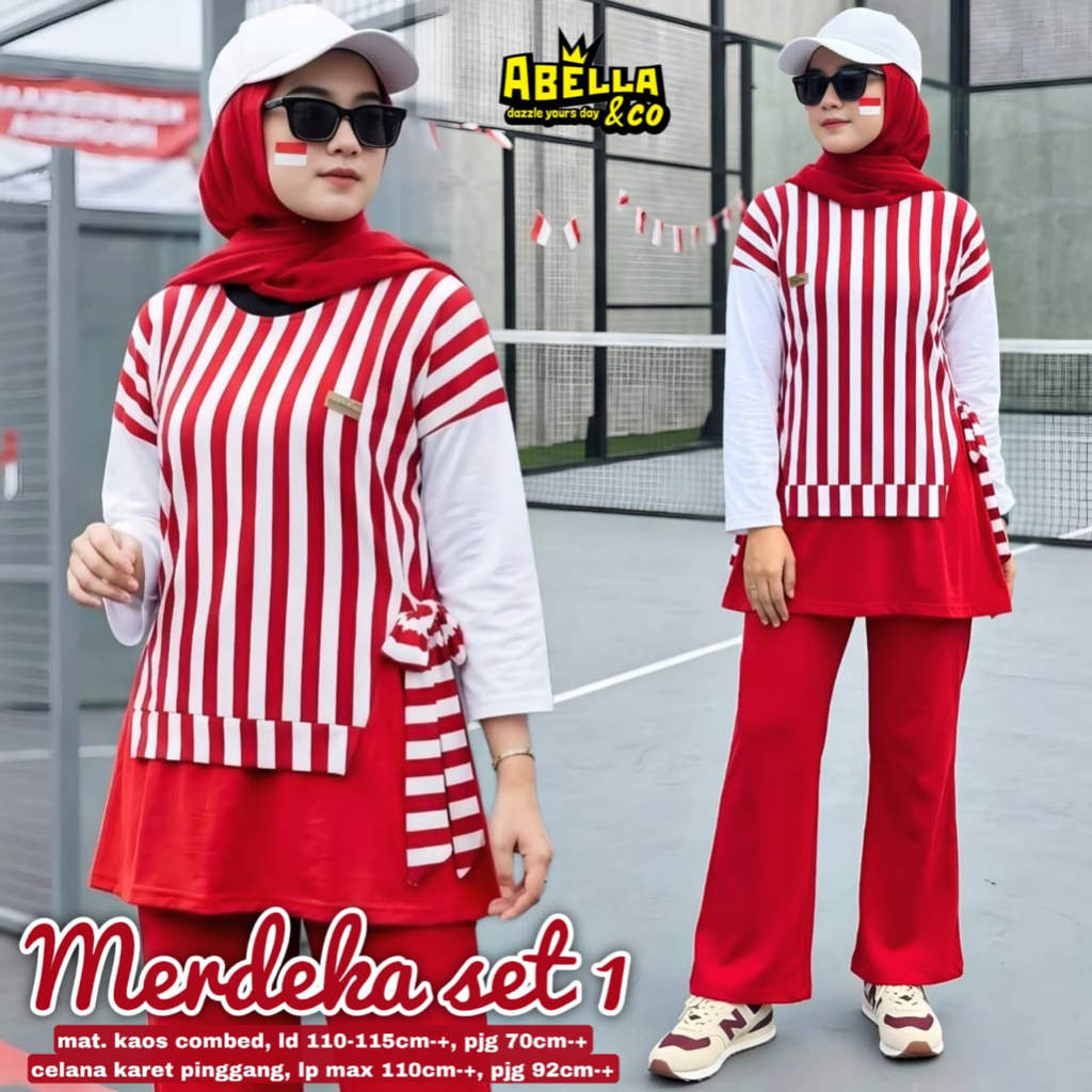 MERDEKA SET ORIGINAL BY ABELLA DAZZLE YOURS DAY&CO ONESET WANITA MERAH PUTIH AGUSTUS