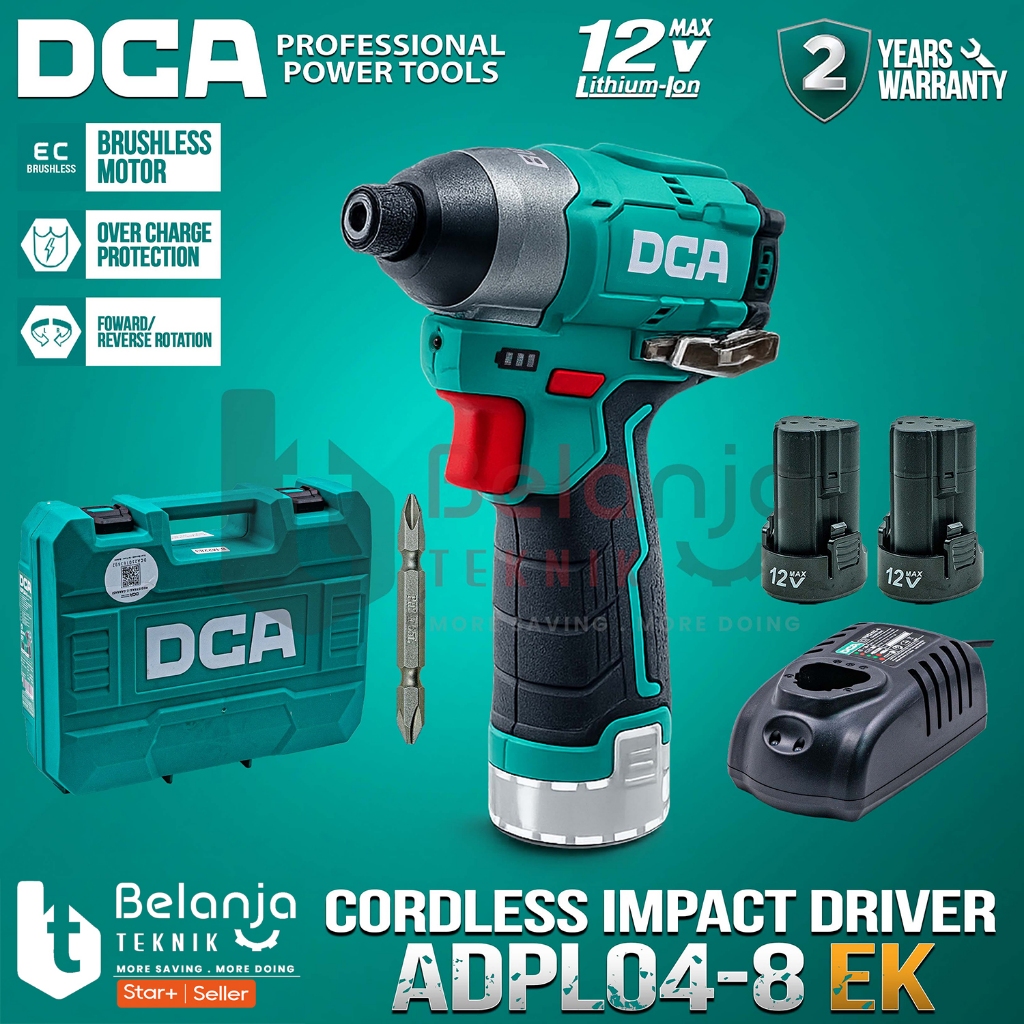 Mesin Bor Obeng Baterai DCA ADPL04-8EK 12V Volt Impact Driver Cordless DCA ADPL 04 8 EK Brushless