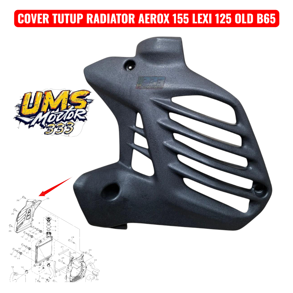 cover tutup radiator yamaha aerox 155 old B65 lexi 125 old B65-E2467-00