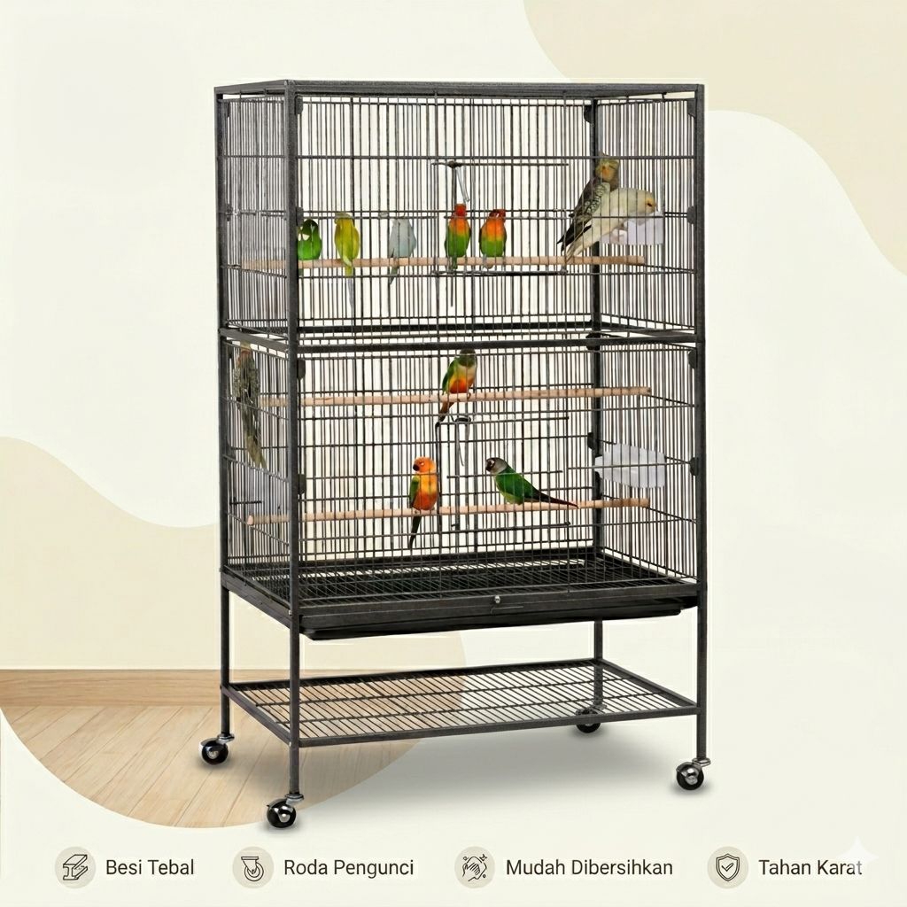 Kandang Burung Jumbo Besi Hollow Tebal Kandang Ternak Koloni Aviary Lovebird Parkit / Sangkar Burung