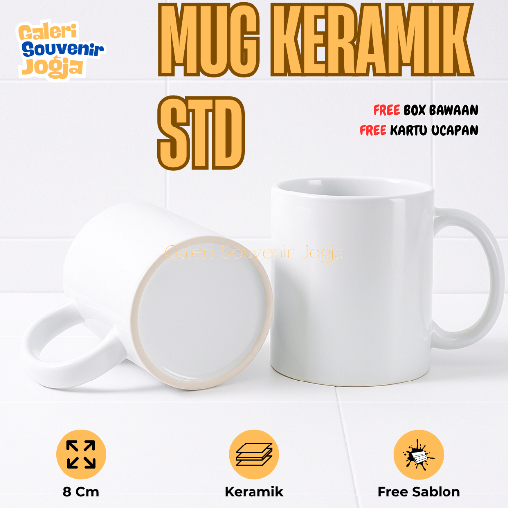 MUG Keramik Custom SATUAN | Mug Free Custom | Mug Keramik | Gelas Satuan | FREE SABLON