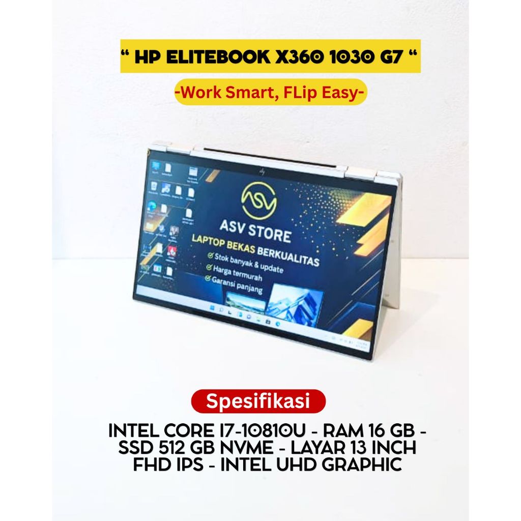 HP ELITEBOOK X360 1030 G7 CORE I7 10810U RAM 16GB SSD 512GB  TOUCHSCREEN LAPTOP 2 IN 1 TABLET CONVER