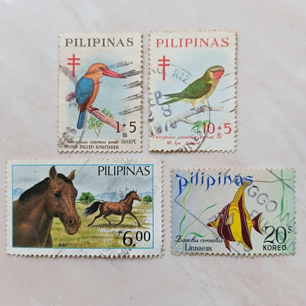 Perangko Prangko Jadul Filipina Philipina 1967-1985 Tema Fauna Seri Campur 4 Pcs - YN3344