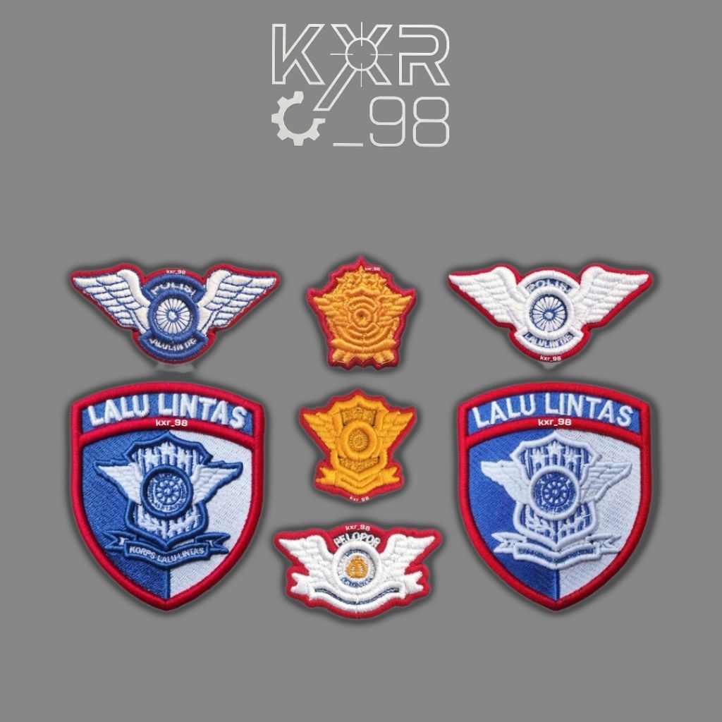 KXR_98 - Atribut Bordir Bet Lantas Biru&Putih - Wing Lantas - Pelopor - Community - Dikjur | Atribut