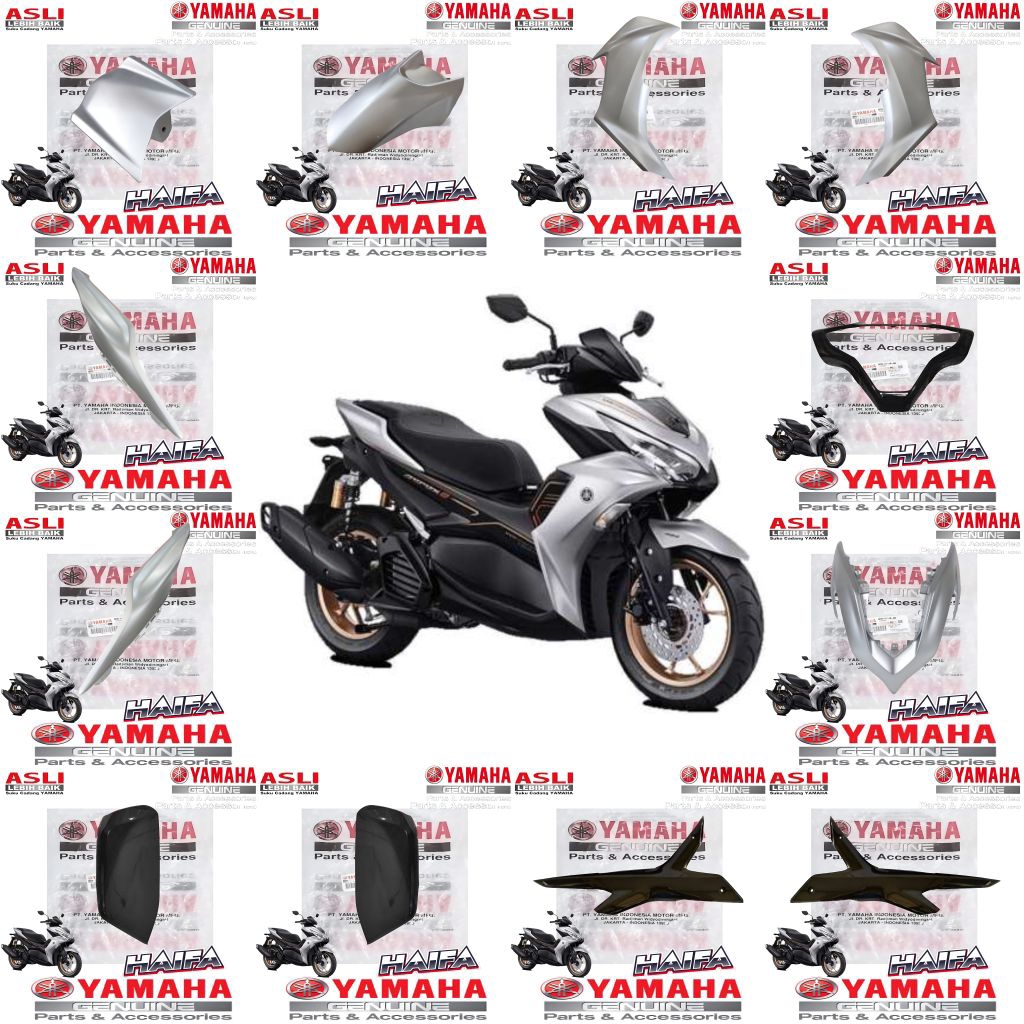 FULL SET COVER BODY HALUS NEW AEROX 155 CONNECTED ABS SILVER (2023) ORIGINAL YAMAHA BBP