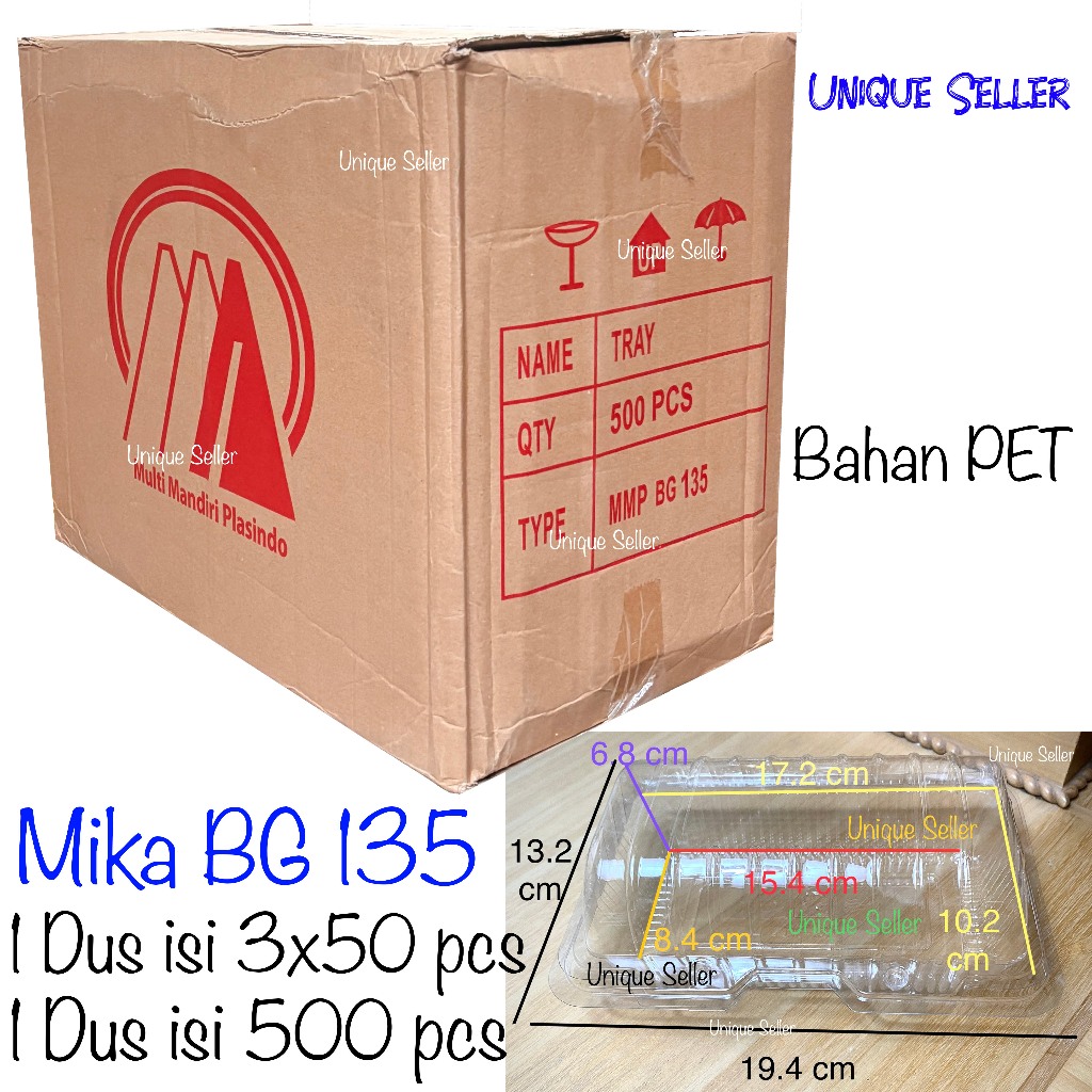 [1Dus] Mika BG 135 isi 500 pcs Uk 17x10x6.5 cm MMP / Mika Bolu Gulung 17 cm 15 cm / Mika Kue Roti Bo