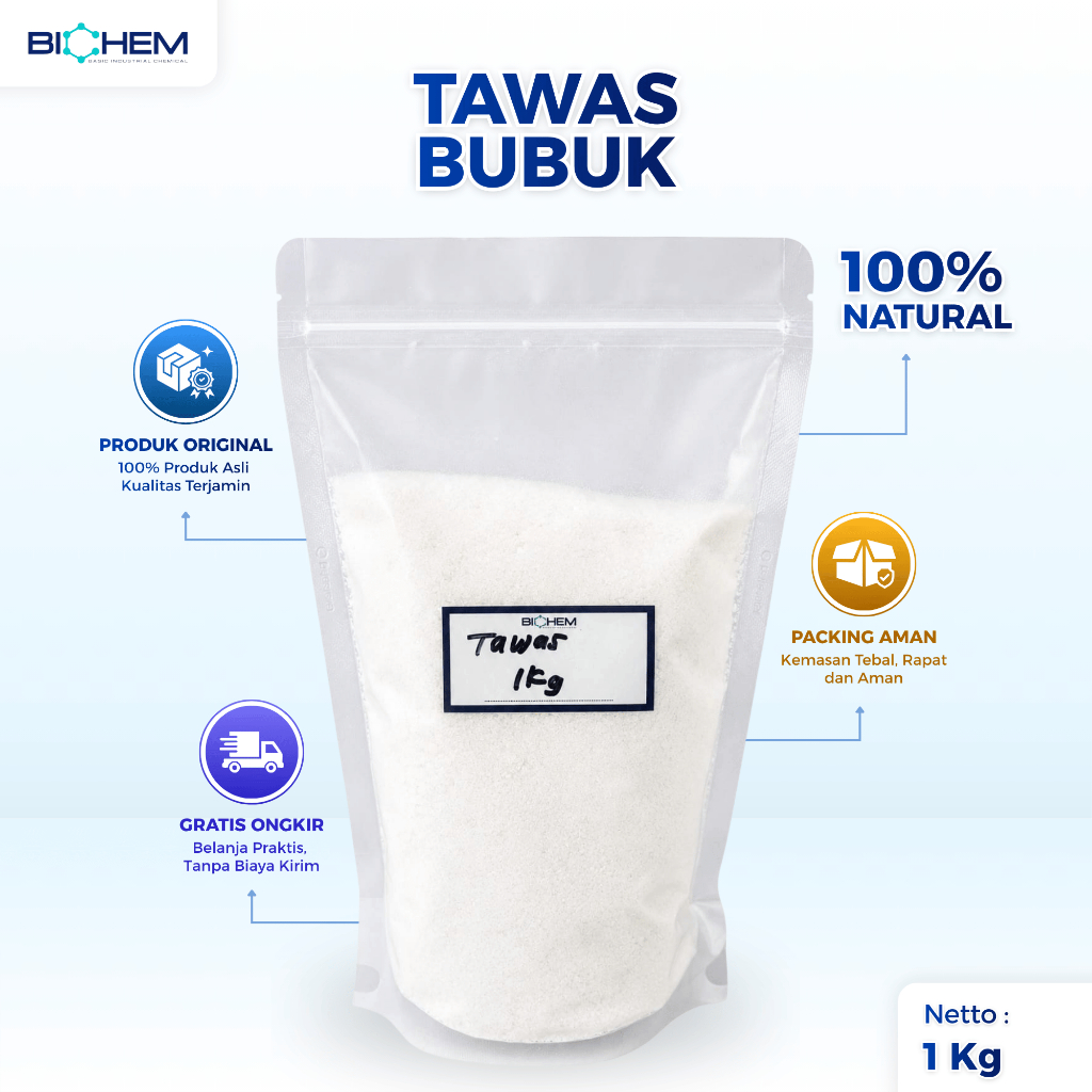 Tawas Alami Bubuk Kristal 1Kg – Penjernih Air & Deodoran Alami