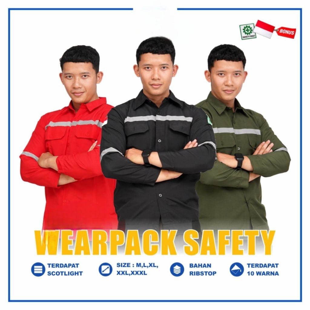 Wearpack Safety | Kemeja Safery | Werpack Atasan | Baju safety Lengan Panjang Scotlight