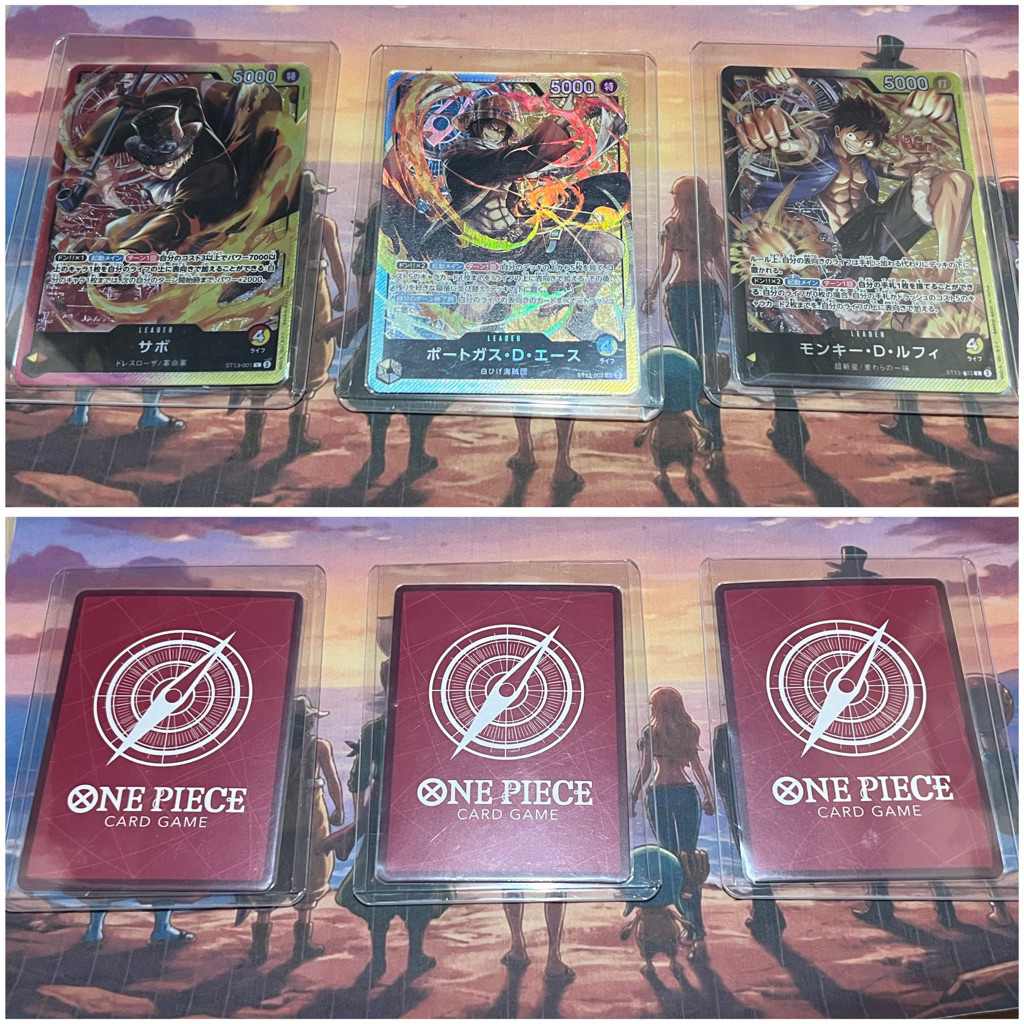 One Piece Card Game OPCG Jepang Original Luffy Ace Sabo Set Leader Card