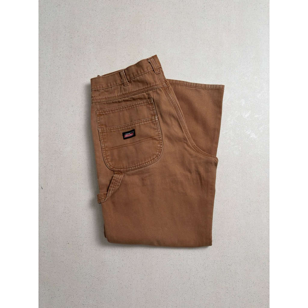 DICKIES - DOUBLE KNEE REGULAR FIT JEANS CARPENTER PANTS BROWN DUCK SIZE 36