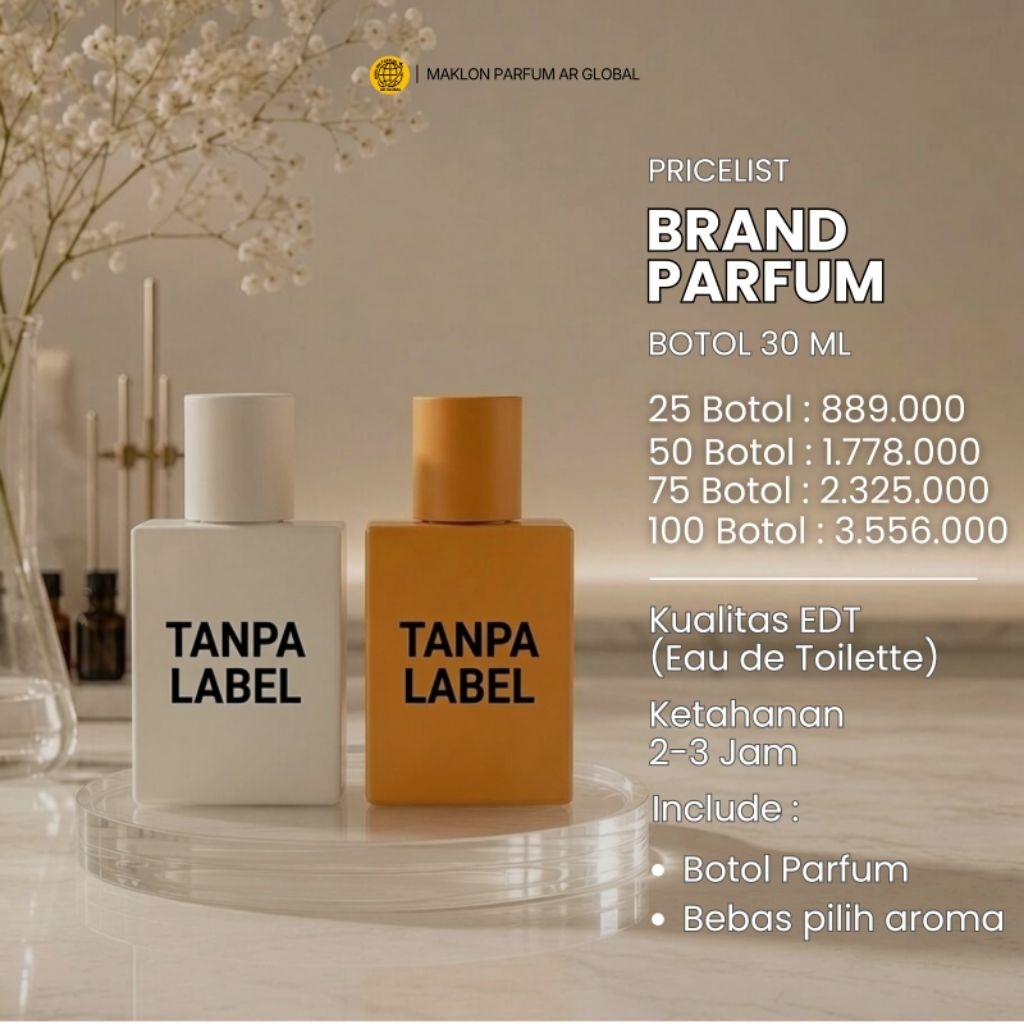 Maklon Parfum AR Global bikin brand parfum kamu