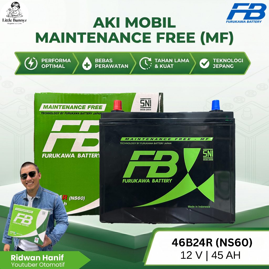 Furukawa Battery / FB Aki Mobil Toyota Avanza 46B24R / NS60 45Ah - Aki Kering