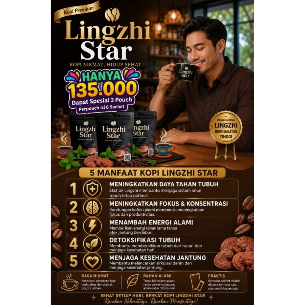 Coffee Lingzhi Star + Pin