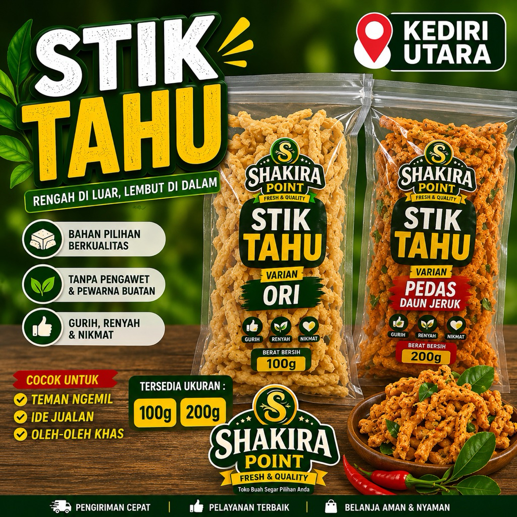 Stik Stick Tahu Poo Original Pedas Gtt Panglima Khas Kediri Jawa Timur 110g MasJawi Snack