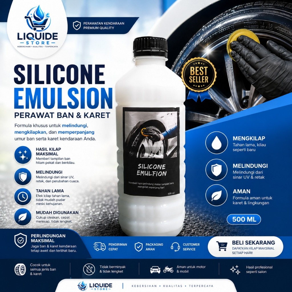 Silicone Emulsi 500 ml / Bahan Baku Silicon Ban / Silikon Emulsi Kental / Promo Murah Glaze