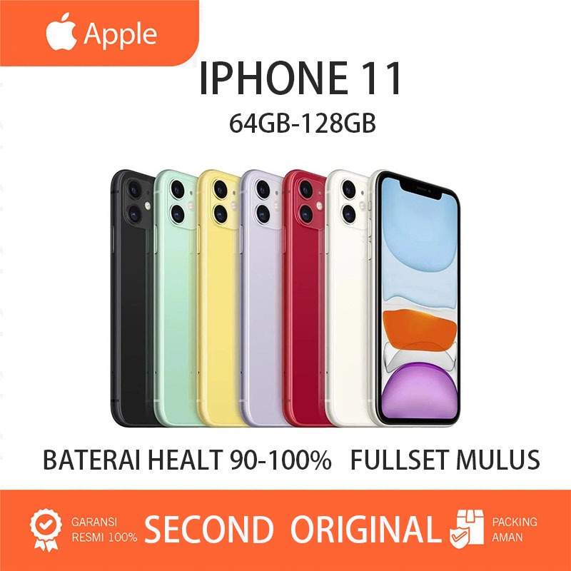 APPLE IPHONE 11 128GB/ 64GB SECOND ORIGINAL BEKAS FULLSET SECOND INTER WIFI ONLY LIKE NEW FULLSET