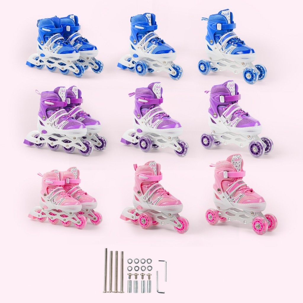 Sepatu Roda IXCE Anak Dewasa LED Bercahaya - Seting Inline Bajay, Karet PU, Aluminium Frame-Free Tas
