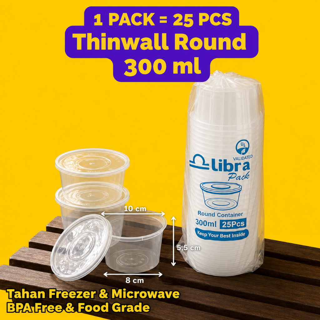 [PROMO] 25 PCS Thinwall Bowl 200ml 500ml Round 300ml 450ml Libra Bening Transparan Tebal Bagian Bawa