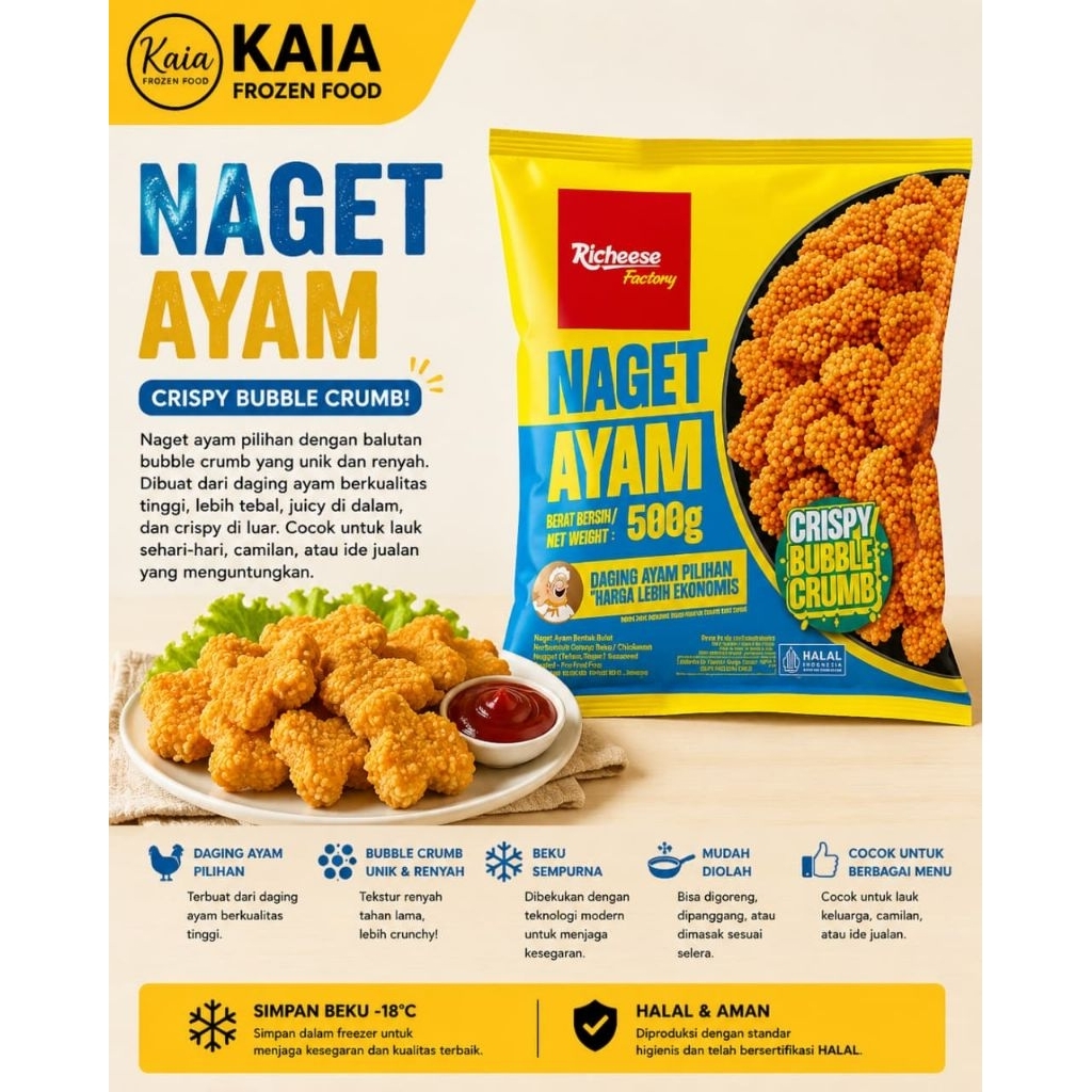 Richeese Naget ayam crispy bubble 450grRicheese Naget ayam crispy bubble 450gr