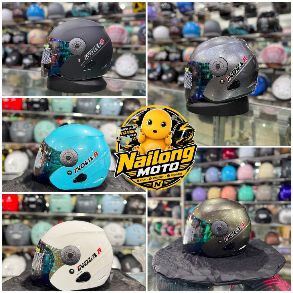 Helm BMC Inova R Solid Visor Dark Rainbow Lubang Anti Thieft Full Warna Lengkap / BMC Inova R Polos 