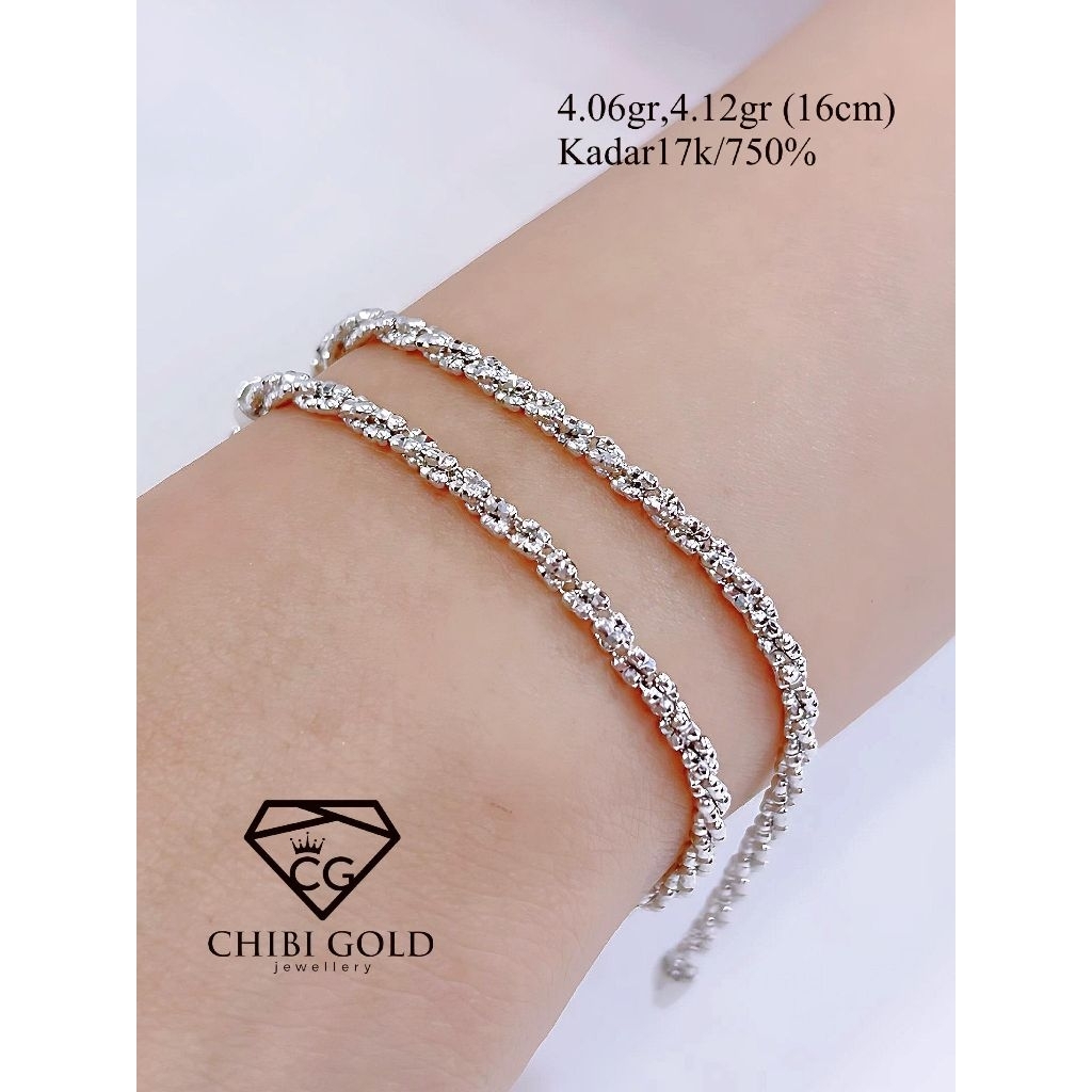 CHIBI GOLD - Gelang tangan putih emas 750 kadar 17K - chibi gold jawellery