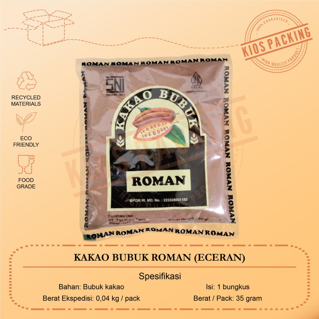 Kakao Bubuk Roman / Cocoa Powder Cokelat Bubuk Roman 35 Gram / Kakao Bubuk Roman Sachet 35 Gram