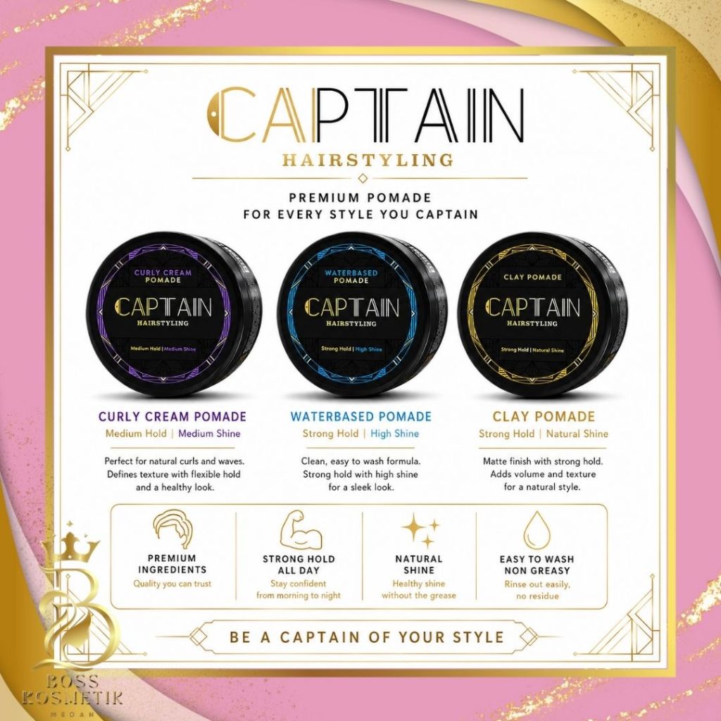 CAPTAIN Premium Pomade Styling Rambut Pria 30gr