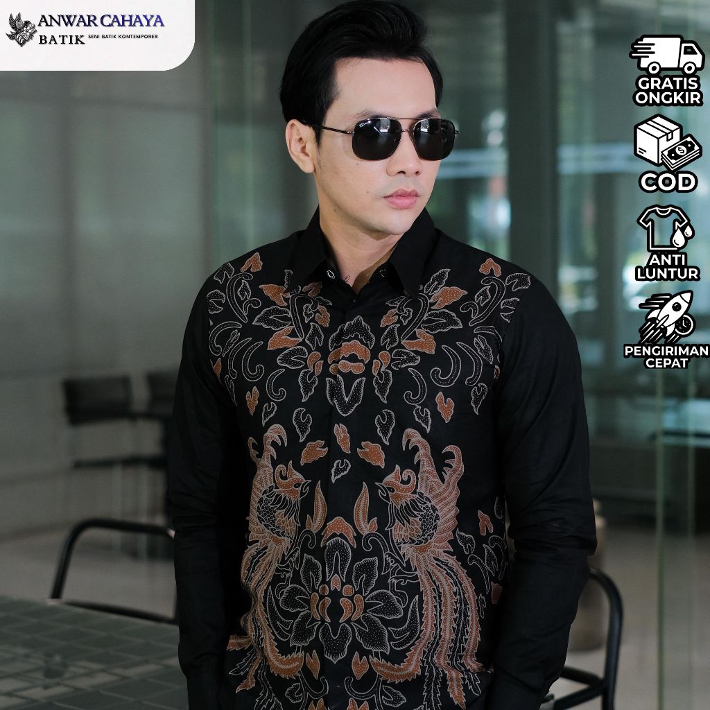 ANWAR CAHAYA BATIK – Kemeja Batik Pria Elegan Motif Mawar Lengan Panjang Premium