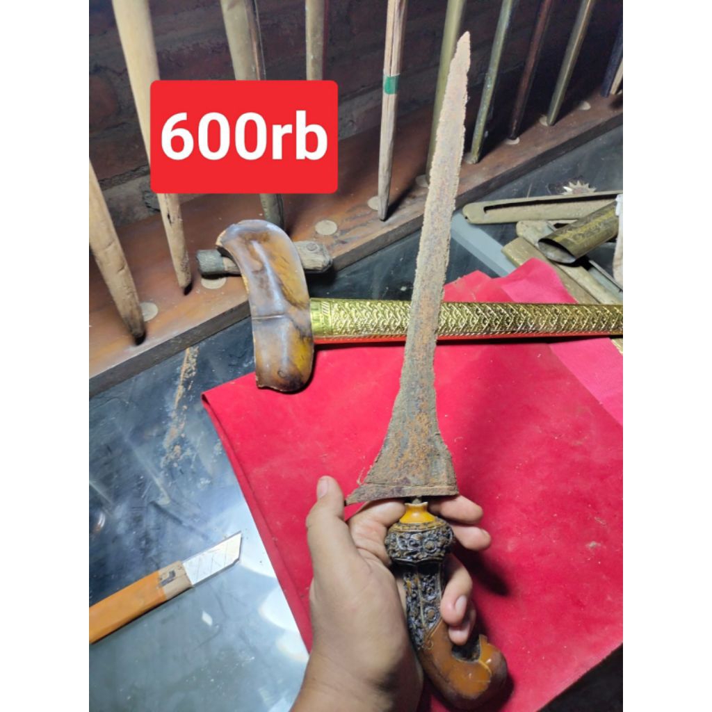Keris Lurus Kuno Sepuh Original Mentah Dusun Warangka Gayaman Solo Pendok Bunton