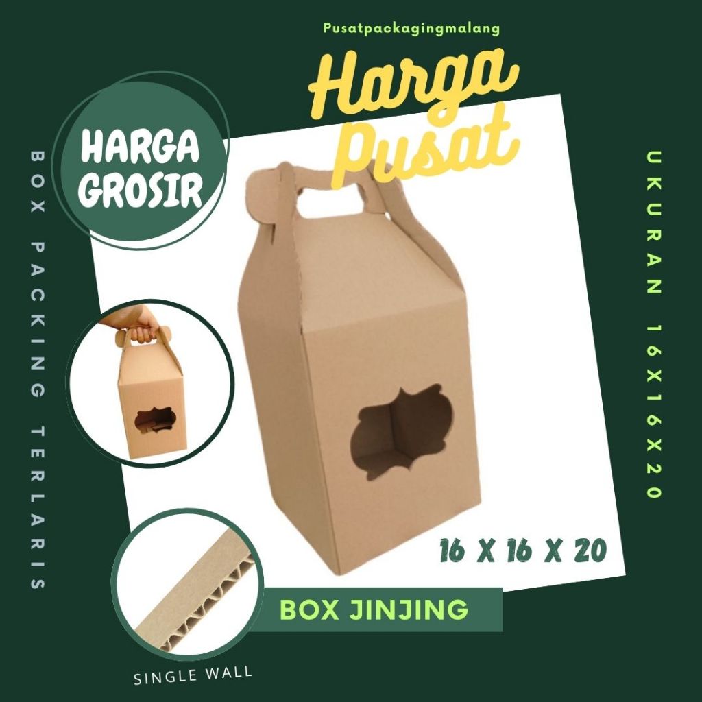 Kardus Jinjing 16x16x20 Gable Box Parcel Parcking Buah Hampers Kemasan Idul Fitri